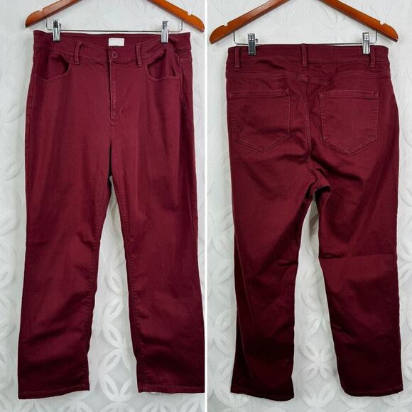 J. Jill Christian Siriano Merlot red maroon burgundy Straight Leg Ankle Jeans 10 - Picture 4 of 10